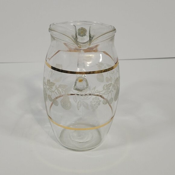 Vintage Bartlett Collins Juice Set Glass Pitcher 4 Glasses Golden Fruit Pattern - Picture 5 of 8